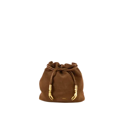 Esthera Leather Pouch Bag With Crab Claw In Brown
