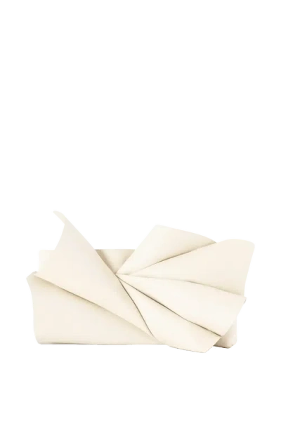 Esthera Midnight Bloom Leather Clutch In White