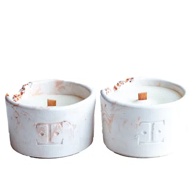 Esti Living Rose Gold / White Antique Gold Midi Candle Set