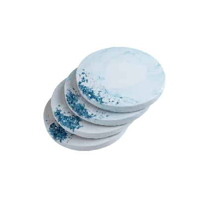 Esti Living White / Blue Ocean Wave Coaster Set