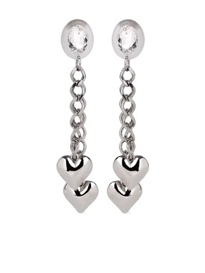 Estilé Heavy Heart Earrings In Silver