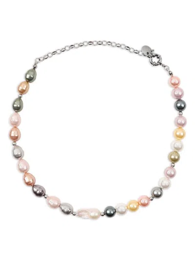 Estilé Lewis Pearl-embellished Necklace In Silver