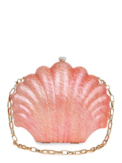 Estilé Seashell Chain-link Clutch Bag In Pink