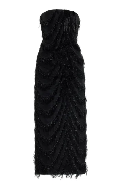 E.stott Alana Fil Coupe Organza Midi Dress In Black