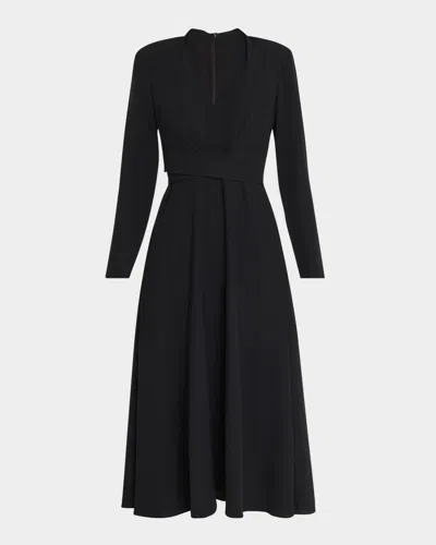 E.stott Beatrice Crossover A-line Midi Dress In Black