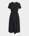 E.stott Dylan A-line Ruffle Midi Dress In Black