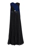 E.stott Eno Pleated Chiffon Maxi Dress In Multi