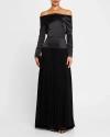 E.stott E. Stott Satin Pleated Honour Gown In Black
