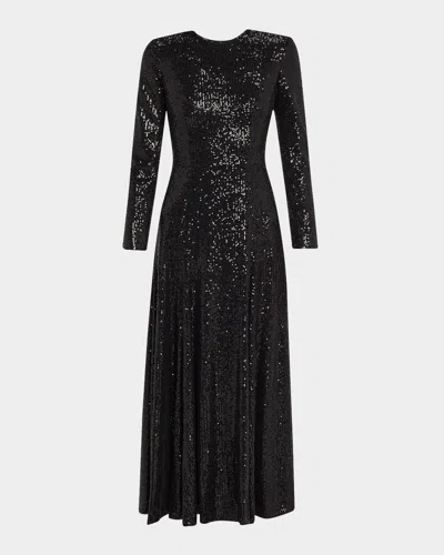 E.stott Maya A-line Sequin Midi Dress In Black