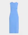 E.stott Mila Sleeveless Crossover Midi Dress In Cornflower