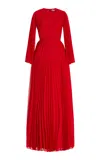 E.stott Natalia Pleated Chiffon Gown In Red