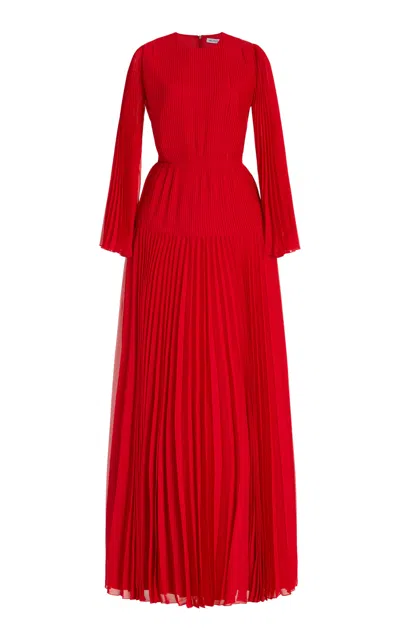 E.stott Natalia Pleated Chiffon Gown In Red