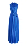 E.stott Sadie Silk-satin Maxi Dress In Blue