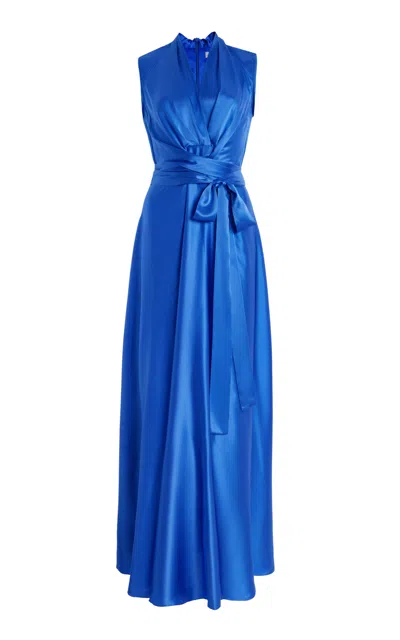 E.stott Sadie Silk-satin Maxi Dress In Blue