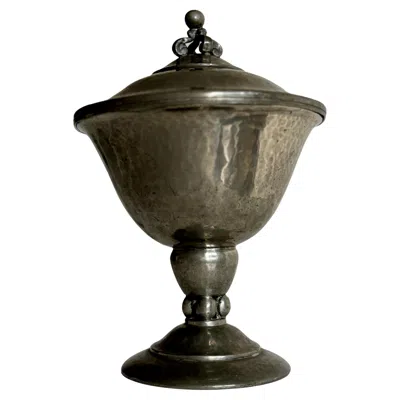 Pre-owned Estrid Ericson Art Deco Lidded Pewter Bowl, Hand-hammered, Denmark, 1920s Design In Black