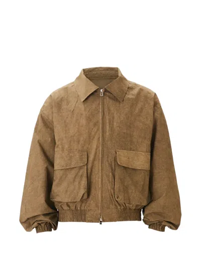 Estudio Niksen Acid-wash Bomber Jacket In Brown