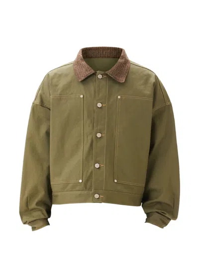 Estudio Niksen Carpenter Contrast-collar Jacket In Green