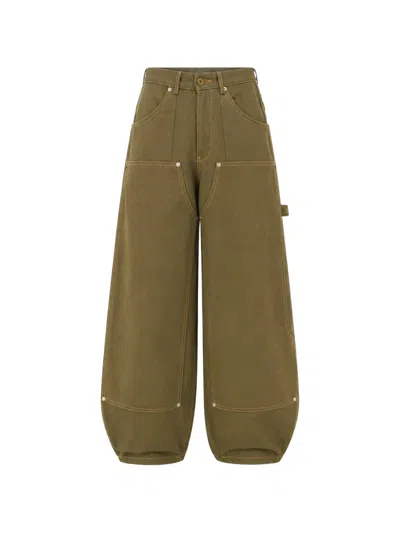 Estudio Niksen Carpenter Contrast-stitching Trousers In Green