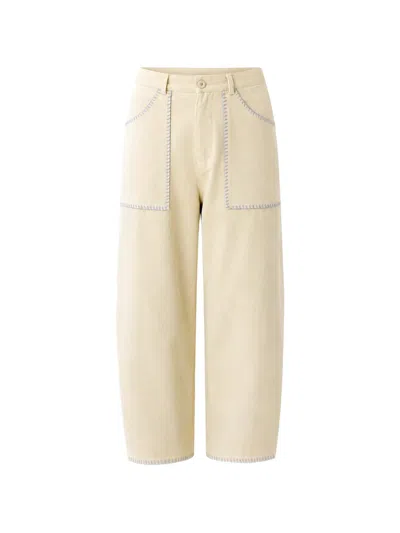 Estudio Niksen Embroidered-trim Patch-pocket Trousers In Neutral