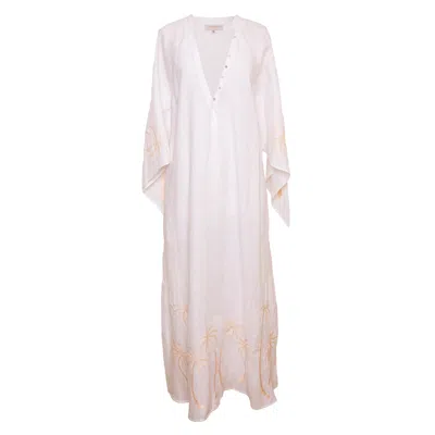[et Cetera] Woman Women's Rejoice Kaftan - Embroidered Linen - White