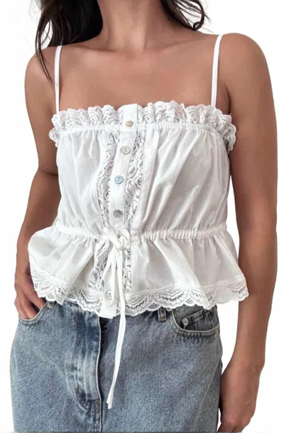 Et Clet Convertible Lace Top In White In Multi