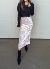 Et Clet Crushed Velvet Midi Skirt In Champagne In White