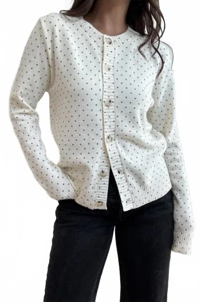 Et Clet Dainty Knit Dot Cardigan In Beige In White