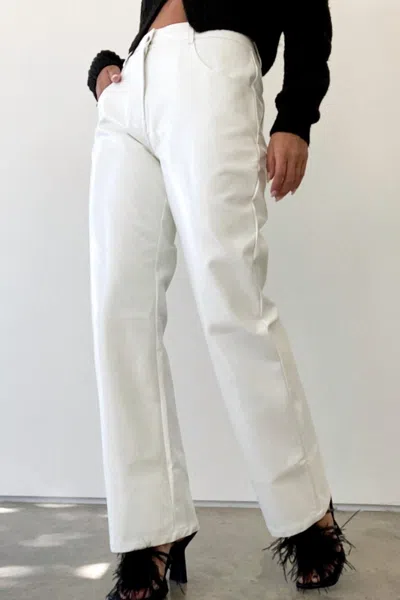 Et Clet Glossy Leather Pants In White