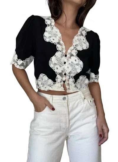 Et Clet Gracie Lace Top In Black/white