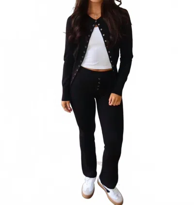 Et Clet Knit Cardigan And Long Pants Set In Black