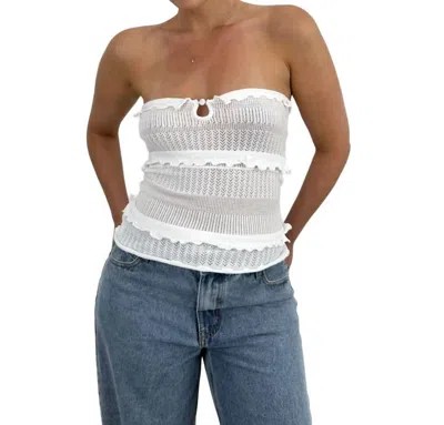 Et Clet Knit Tiered Ruffle Tube Top In Ivory In Multi