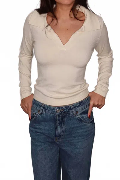 Et Clet Logan Long Sleeve Top In White In Neutral