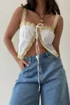 Et Clet Mali Lace Trim Cami Top In Tea