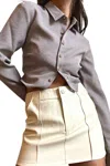 Et Clet Mazie Gingham Open Back Blouse In Brown In Brown