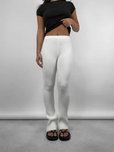 Et Clet Mimi Ribbed Knit Pants In Ivory In White