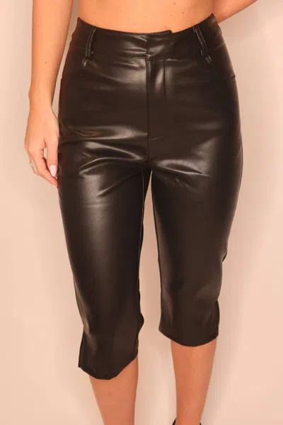Et Clet Nicolette Leather Capri Pants In Black