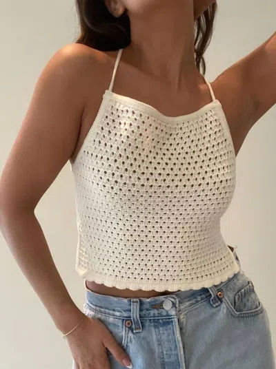 Et Clet Open Back Crochet Halter Top In White