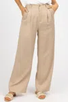 Et Clet Pleated Woven Pants In Khaki In Green
