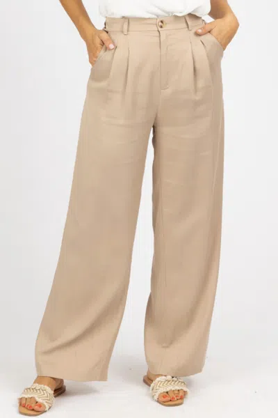 Et Clet Pleated Woven Pants In Khaki In Brown
