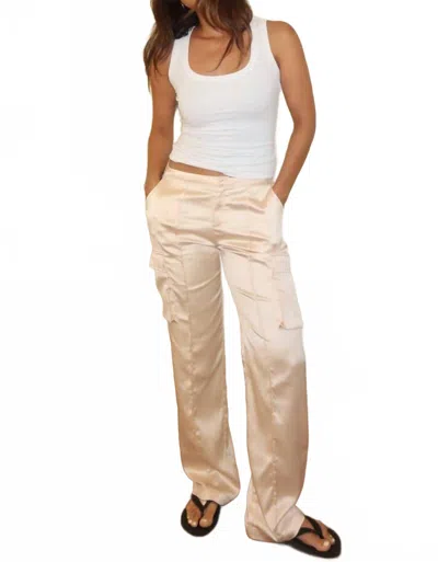 Et Clet Satin Straight Leg Cargo Pants In Natural In Neutral