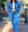 Et Clet Sherpa Collared Denim Jacket In Blue