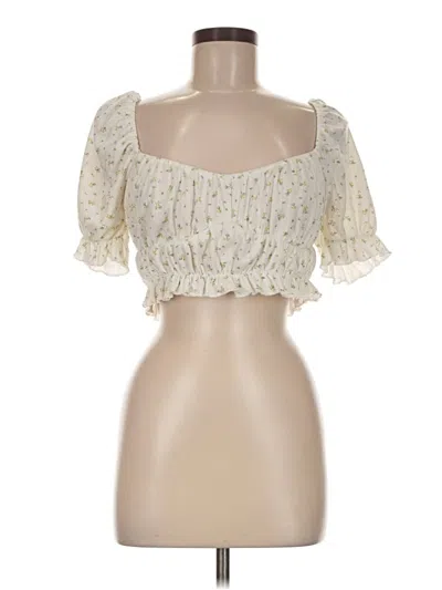 Pre-owned Et Clet Short Sleeve Blouse In Ivory