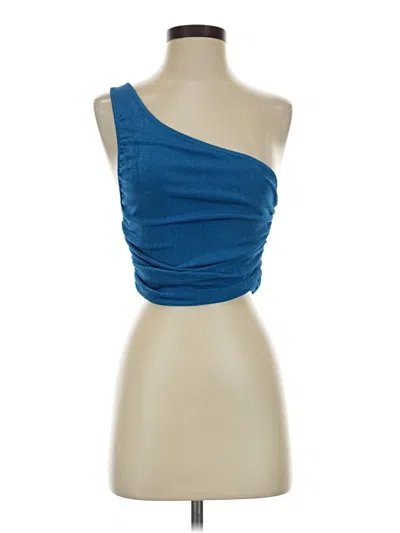 Pre-owned Et Clet Sleeveless Top Blue One Shoulder Neckline Tops