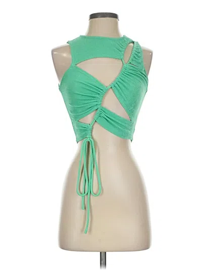 Pre-owned Et Clet Sleeveless Top Green Halter Neckline Tops