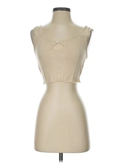 Pre-owned Et Clet Sleeveless Top Ivory Keyhole Neckline Tops
