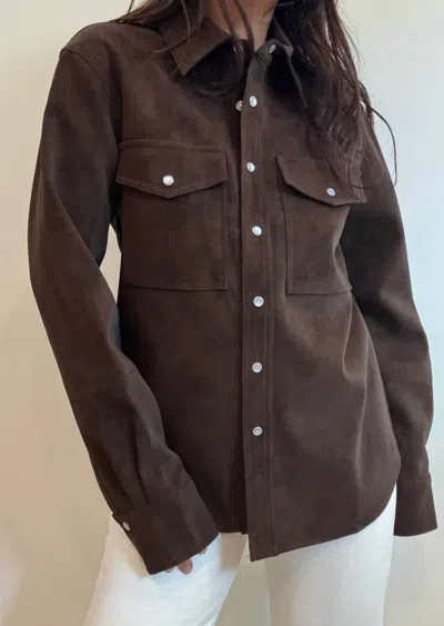 Et Clet Suede Button Up In Dark Brown