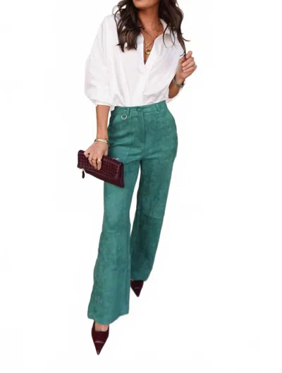 Et Clet Suede Utility Pant In Emerald Green