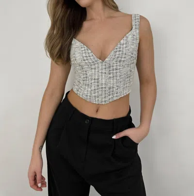 Et Clet Sweetheart Textured Corset Top In Black And Ivory In Multi
