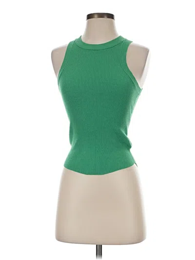 Pre-owned Et Clet Tank Top Green Halter Neckline Tops