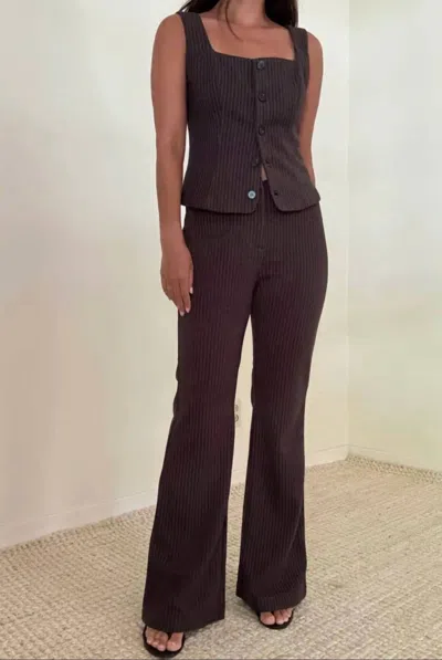 Et Clet The Kaye Pinstripe Pants In Brown In Multi